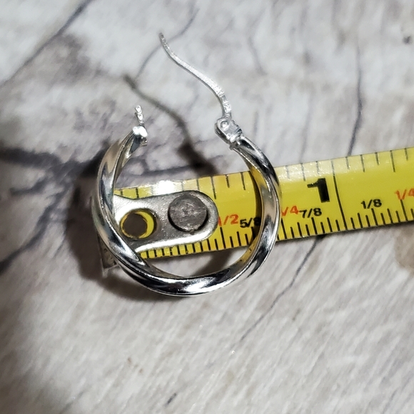 Silver Twisted Hoops - Picture 2 of 2